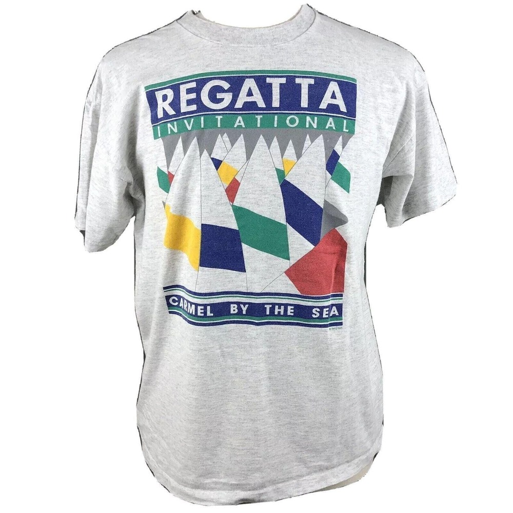 Regatta‎ Invitational Vintage 90s T-Shirt XL Caramel By The Sea Single Stitch